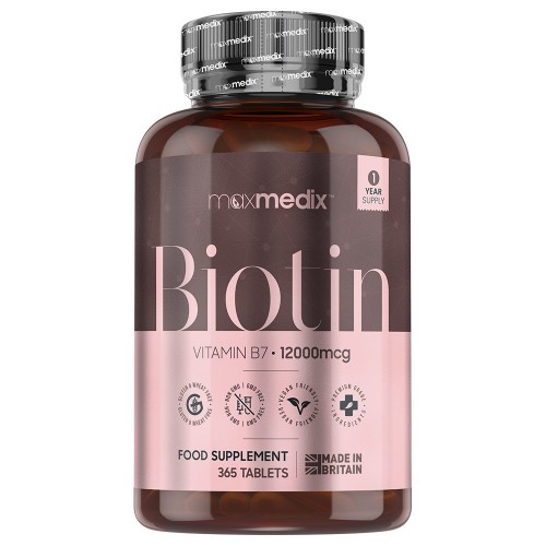 Image of 365 Compresse Biotina 12.000 μg - Biotina per capelli contro il diradamento