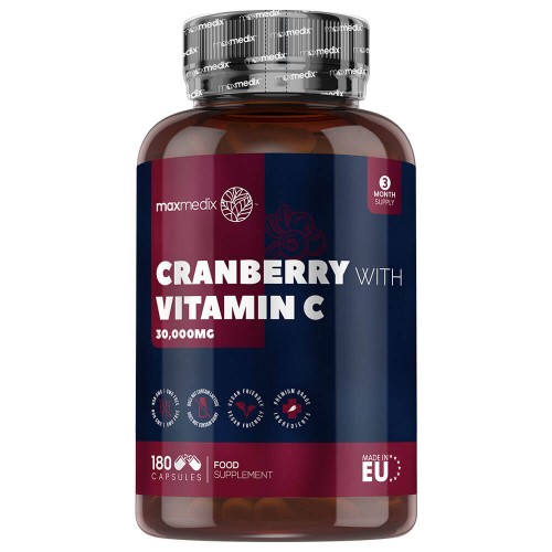 Image of Mirtillo rosso con Vitamina C - Integratore naturale - Formula forte da 30,000 mg - 180 Capsule
