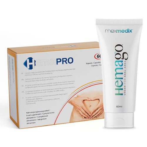 Image of HemaGo + HemaPro - Crema & Integratore in Pillole Contro le Emorroidi - 60 Capsule + 60 ml Crema